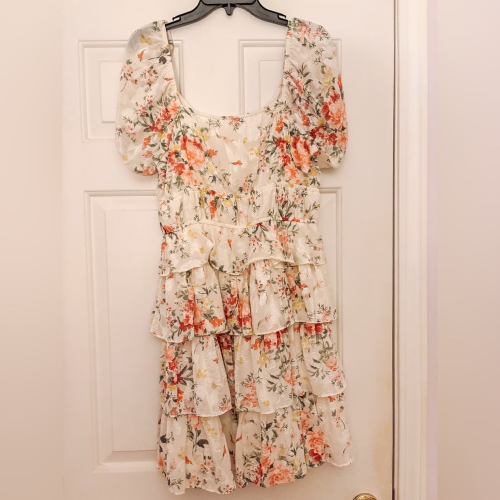 Altar'd State Ruffle Floral Mini Dress (Size L)